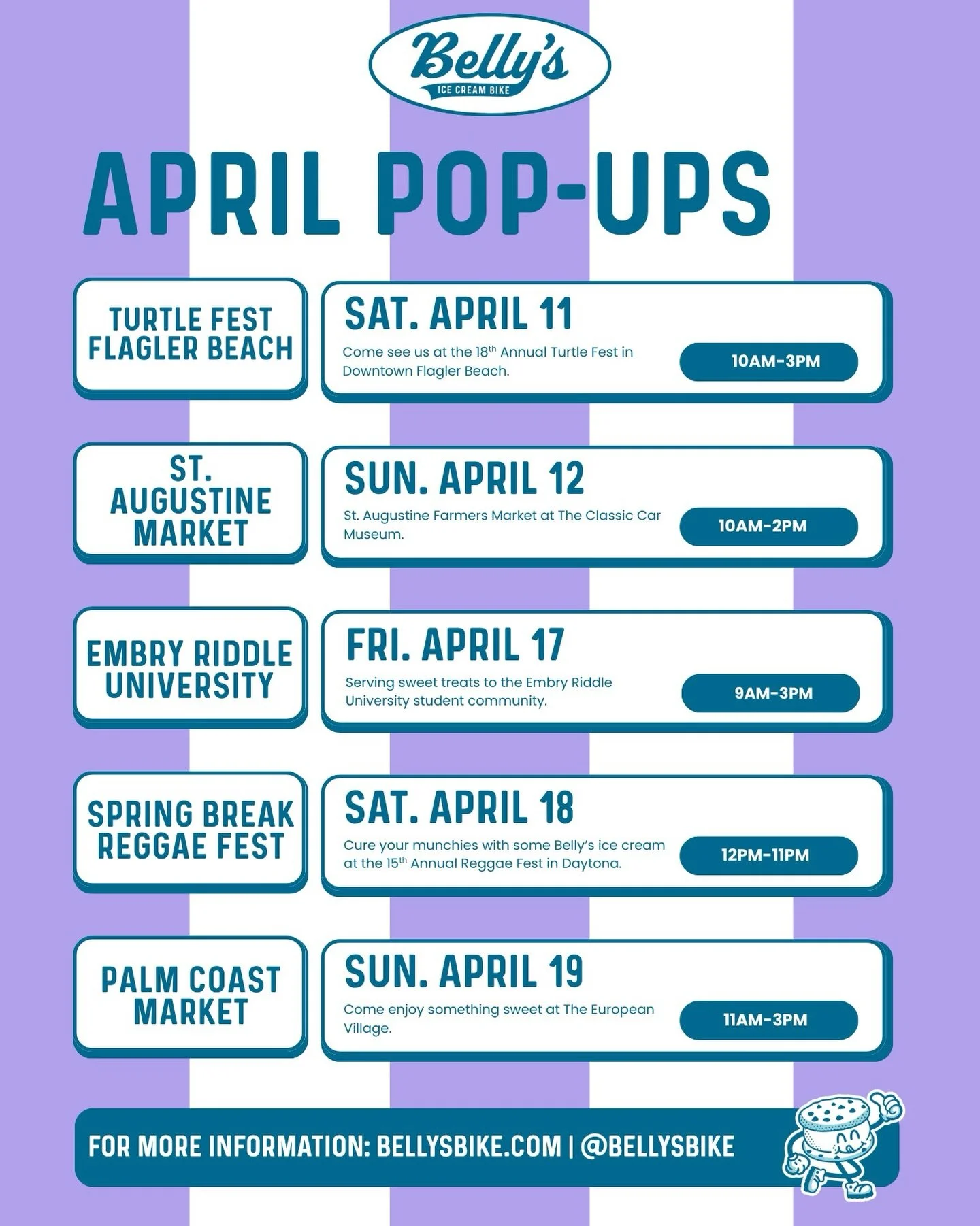 No April foolin&rsquo; over here. This month&rsquo;s pop-up schedule really looks this good. 

Come see us, y&rsquo;all! 🚲