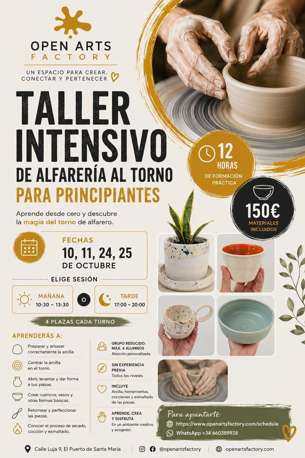 Intensive Pottery Wheel Workshop for  Beginners (deposit only)