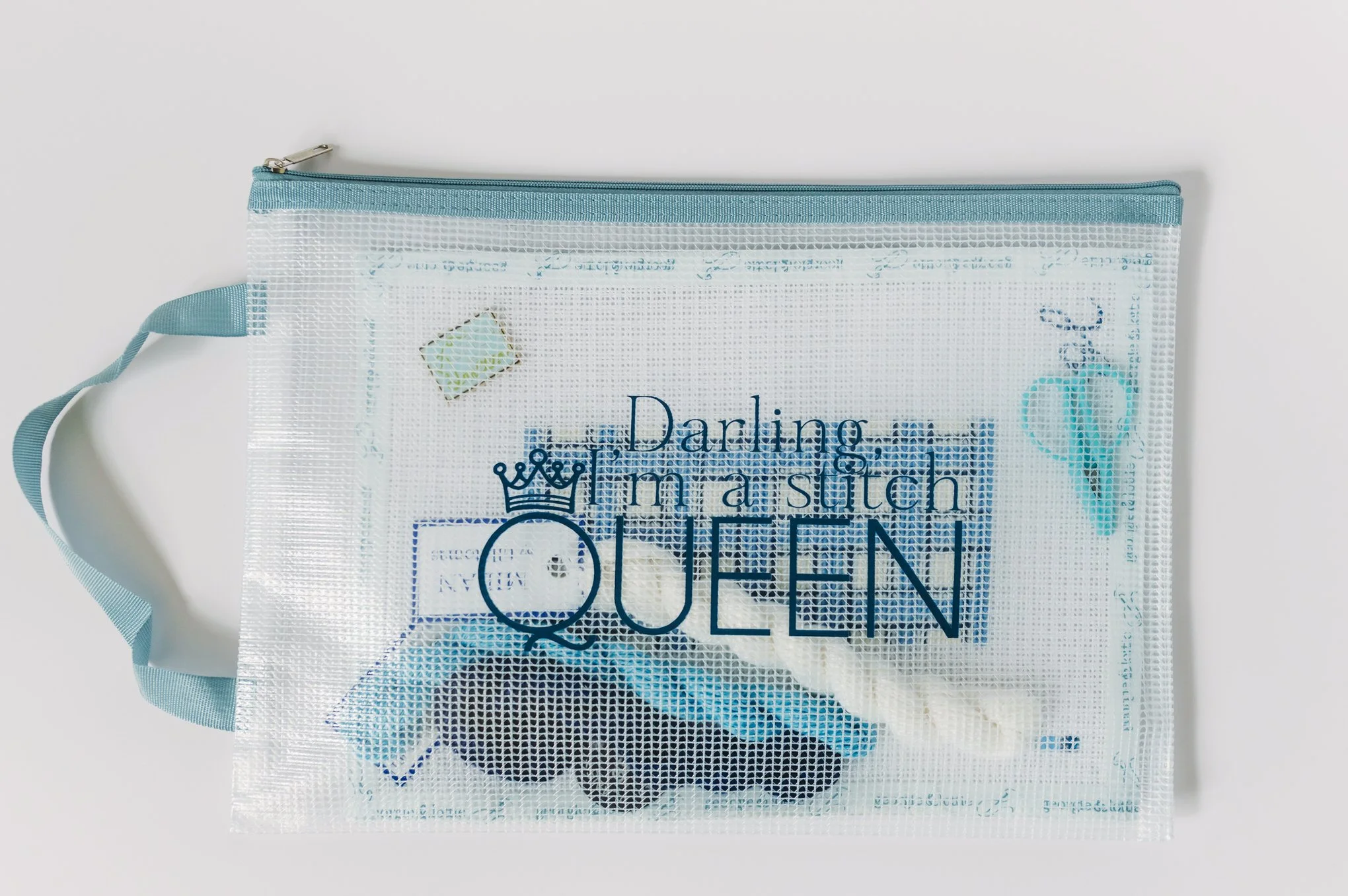 Georgie and Lottie project bag for needlepoint.