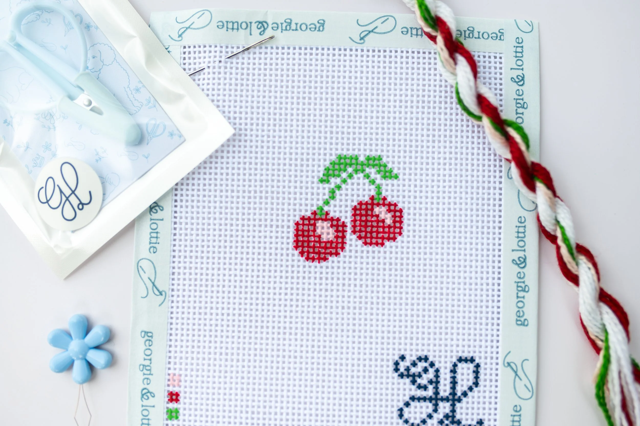 beginner needlepoint kit cherries
