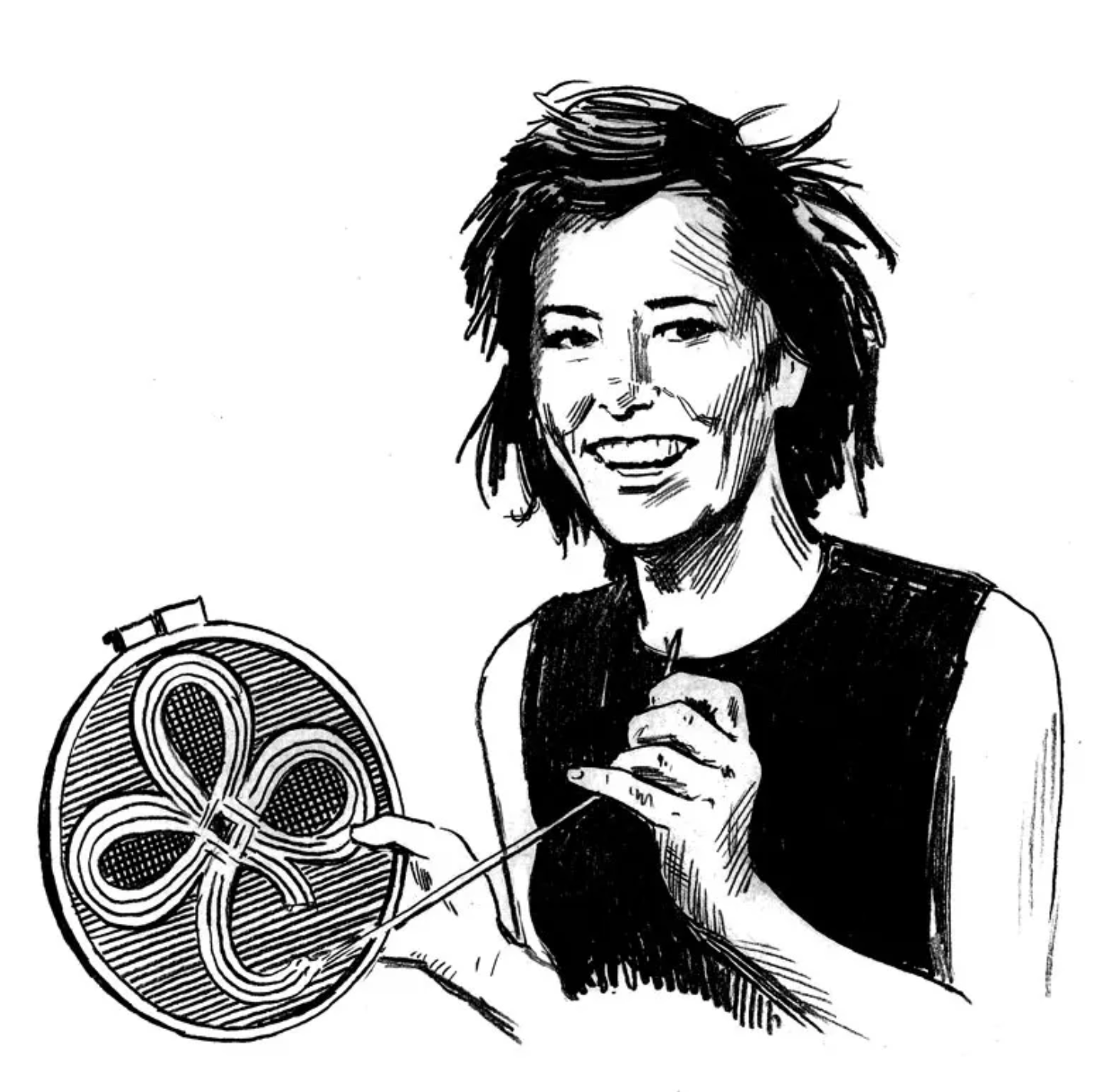 New York Magazine drawing of Parker Posey Stitching