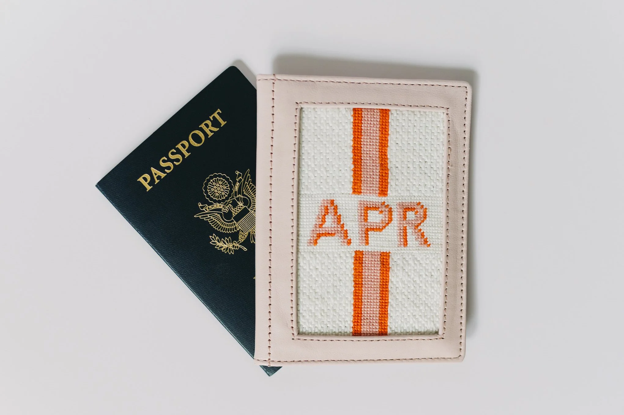 Needlepointed passport holder