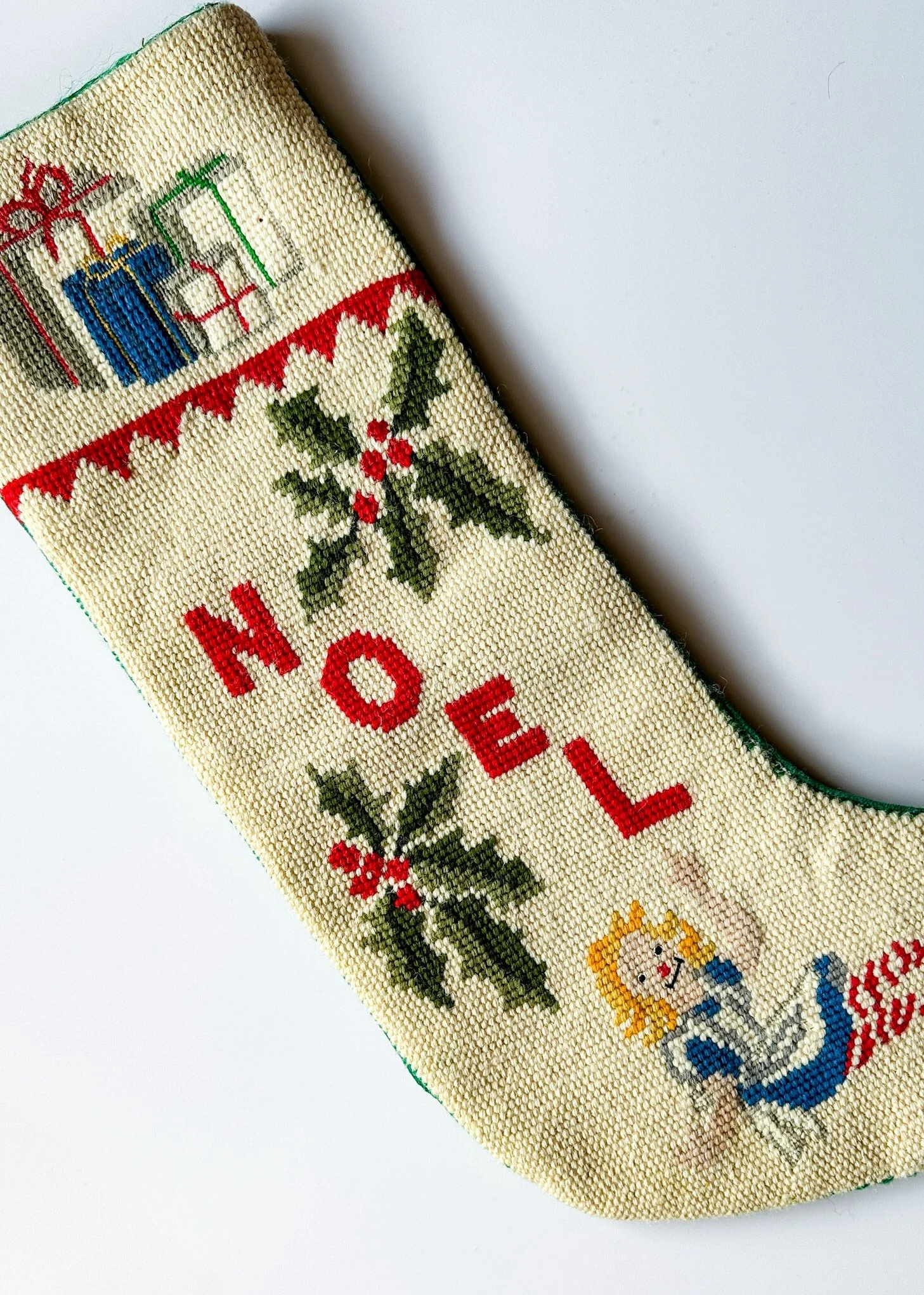 needlepoint Christmas stocking