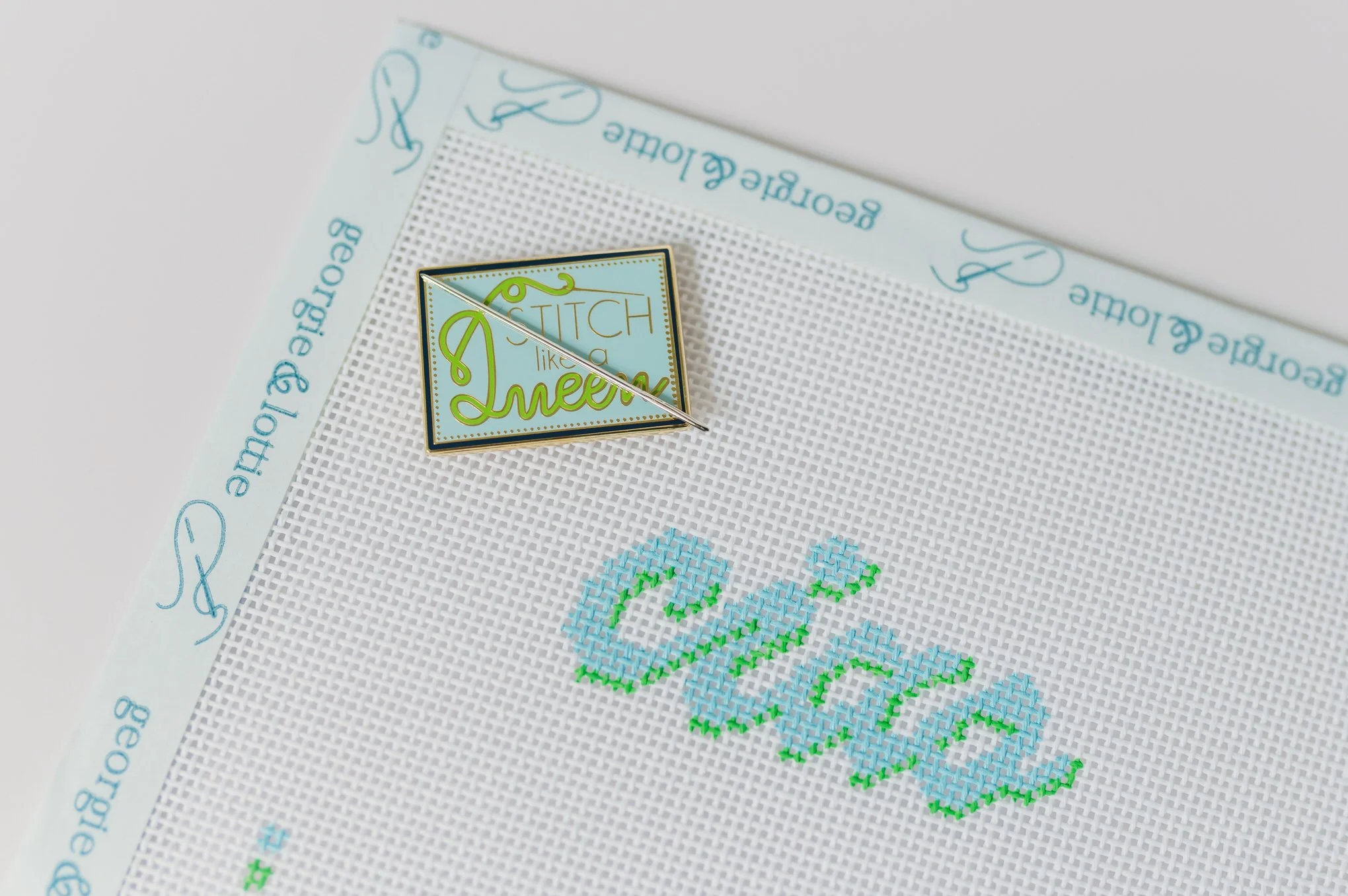 Needlepoint accessories from Georgie & Lottie, featuring essential stitching tools for organized, on-the-go needlepoint.