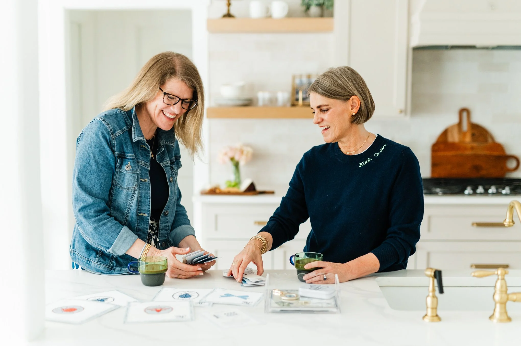 Alonsa and Natasha, sisters and founders of Georgie & Lottie Co. modern needlepoint brand