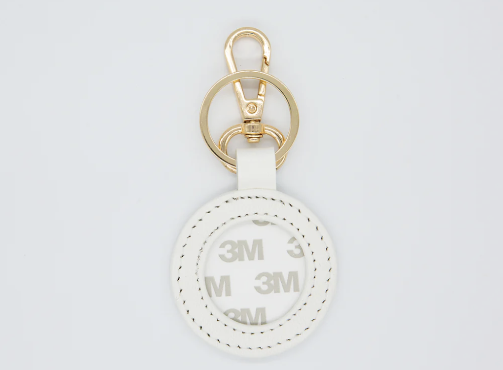 White Self-Finishing Leather Key Fob