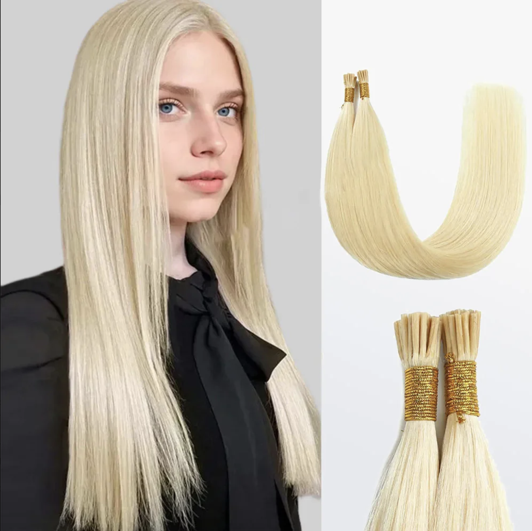 I Tip Hair Extensions Natural Remy Human Hair (#613 Lightest Blonde)