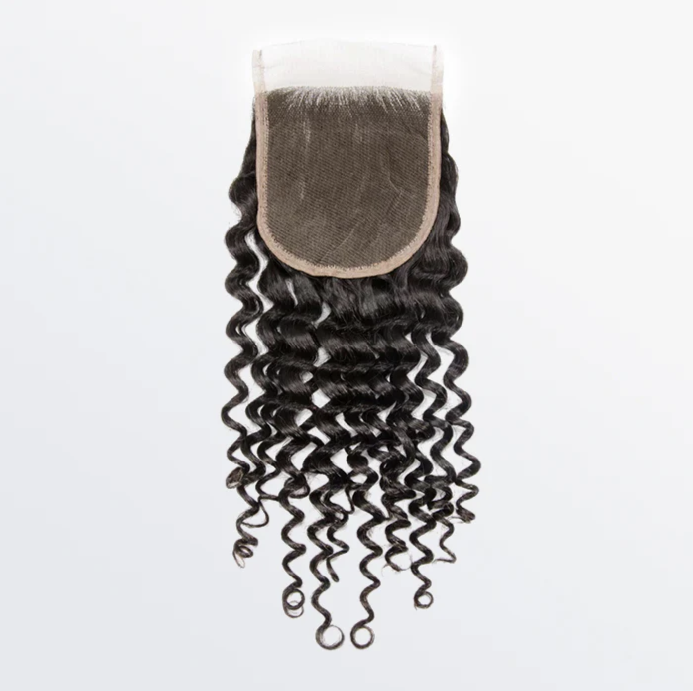 12-20 Inch 4" x 4" Deep Curly Free Parted Lace Closure #1B Natural Black