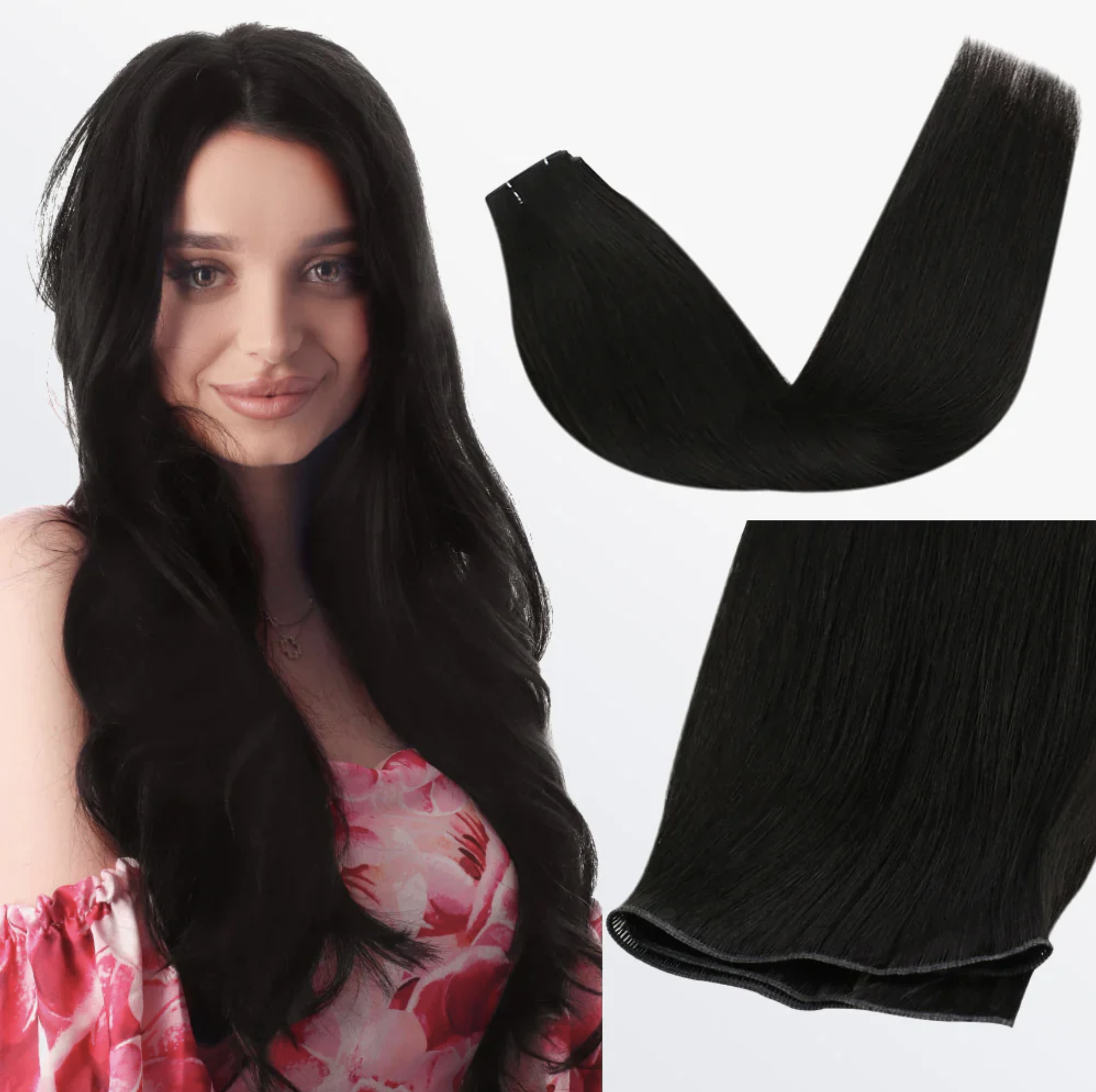 18-24 Inches Ultra Thin Straight Genius Weft Dark #1B Natural Black