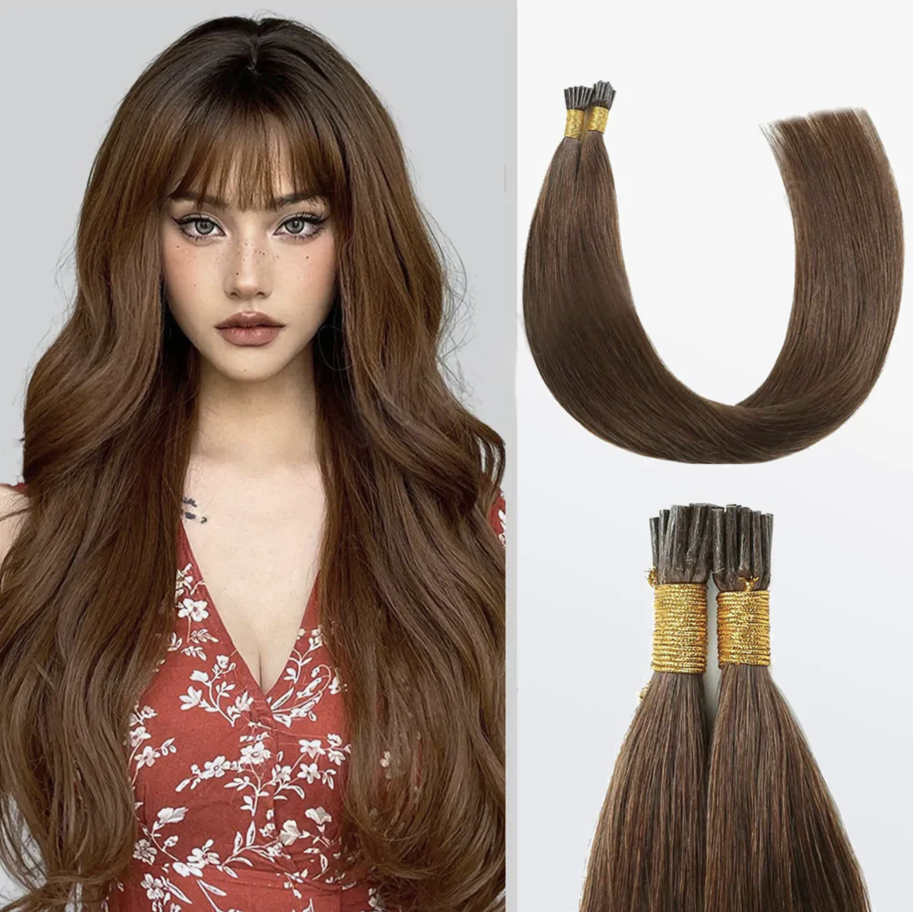 I Tip Hair Extensions Natural Remy Human Hair (#4 Chocolate Brown)