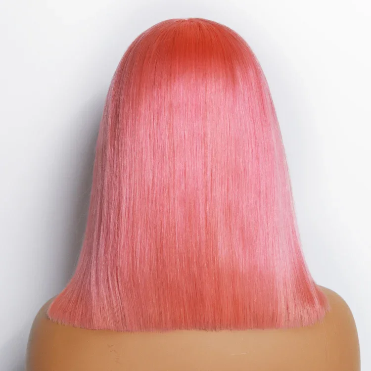 10 & 14 Inches Pre-Plucked 13"x4" Pink Straight Bob Lace Frontal