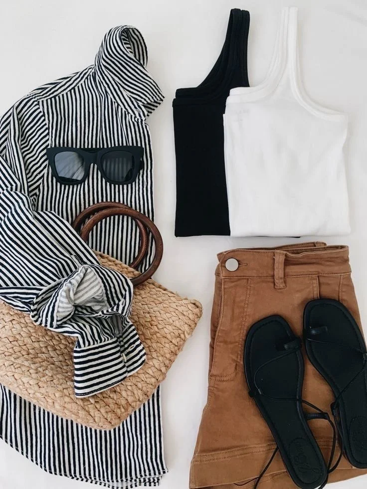 Wardrobe laid out by Jocelyn Stuart in Lake Oswego