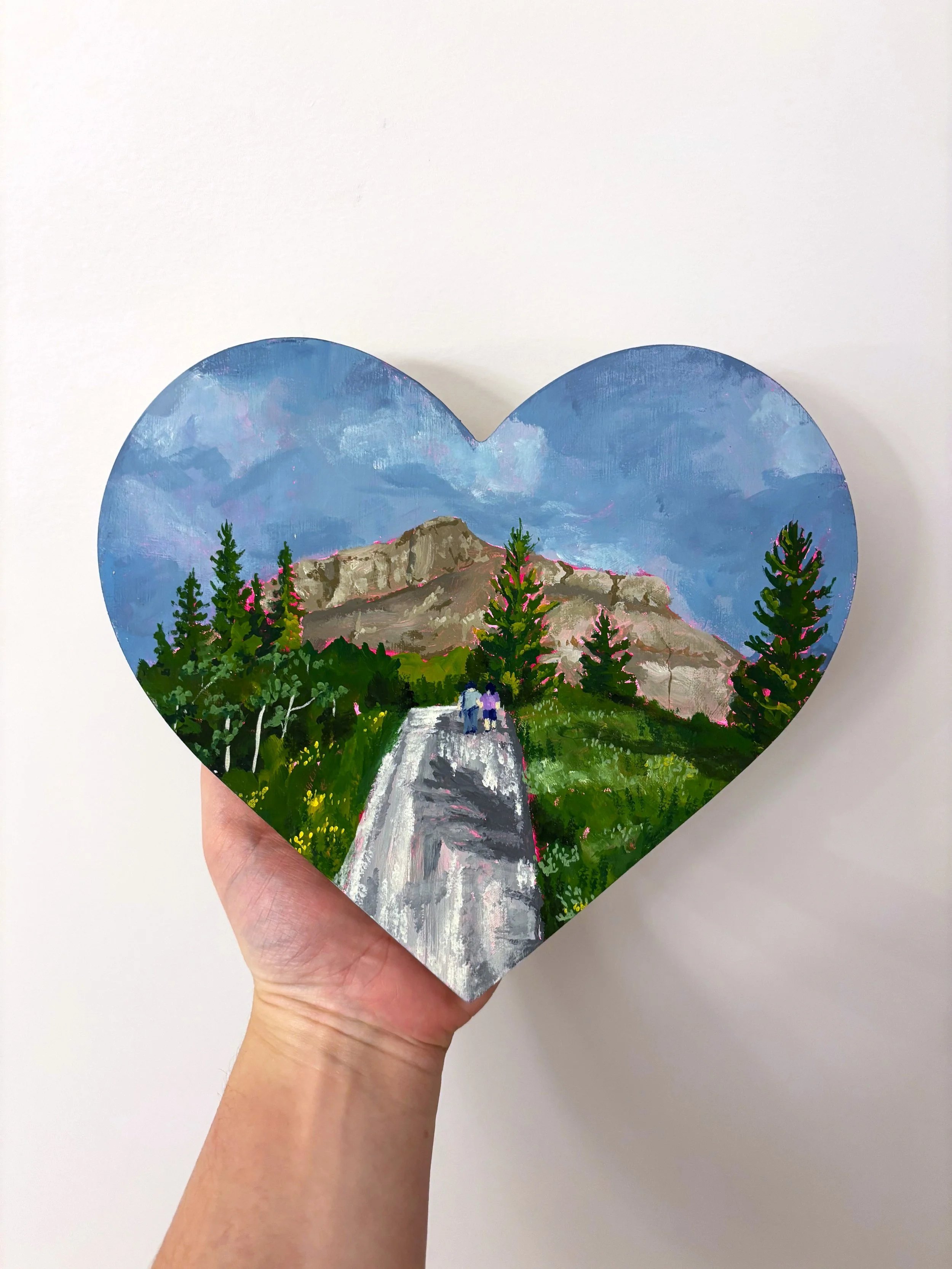 Uphill to Love - Original Painting - 9x9 Heart
