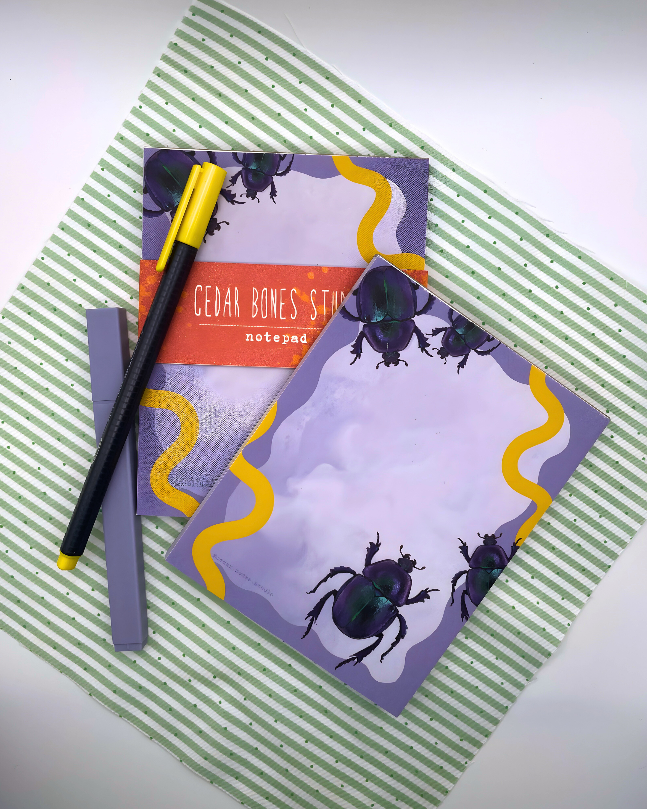 The Royal Crawler: Purple Beetle Notepad (4" x 5.5")