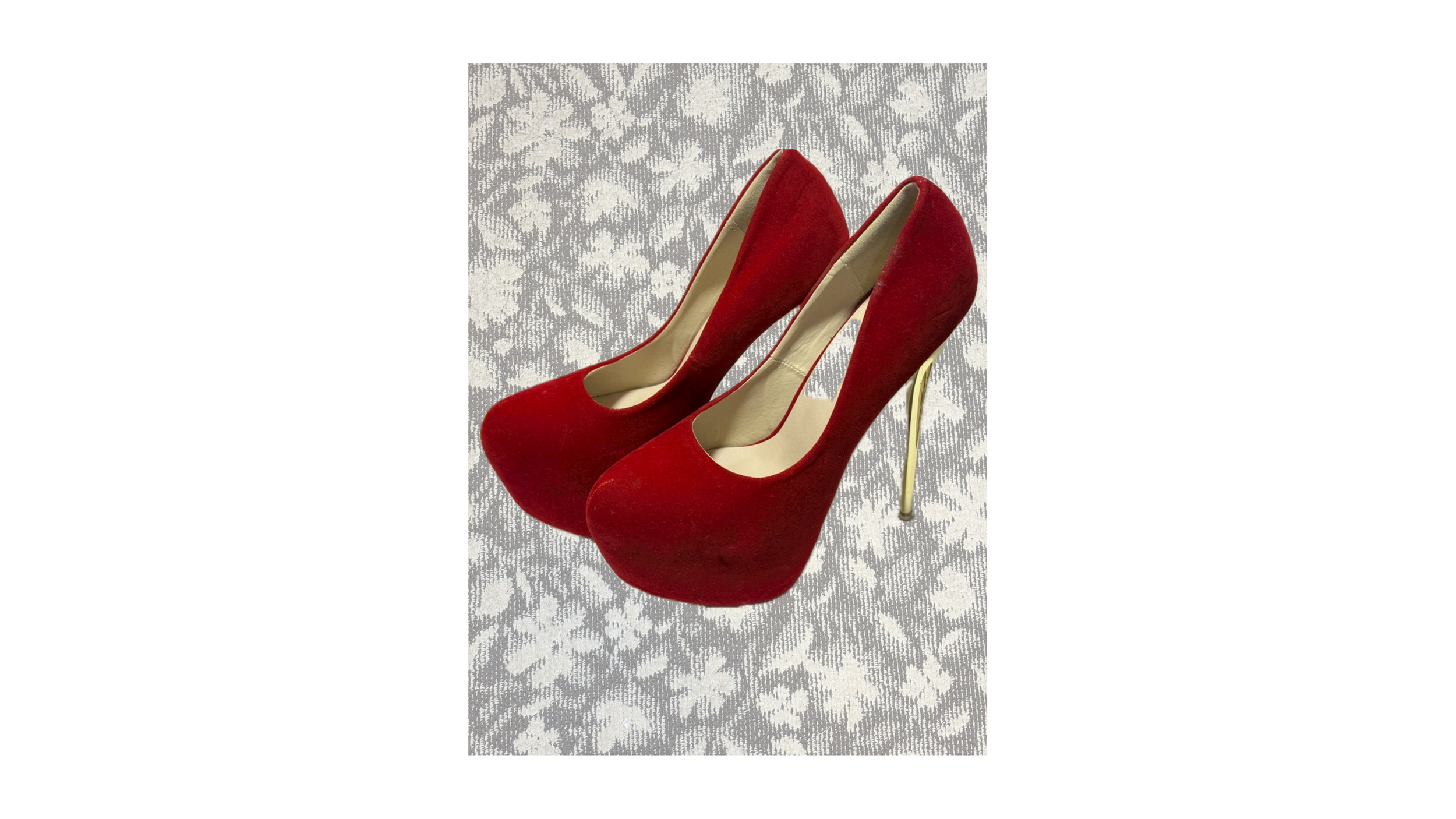 ベロアピンヒール(レッド)