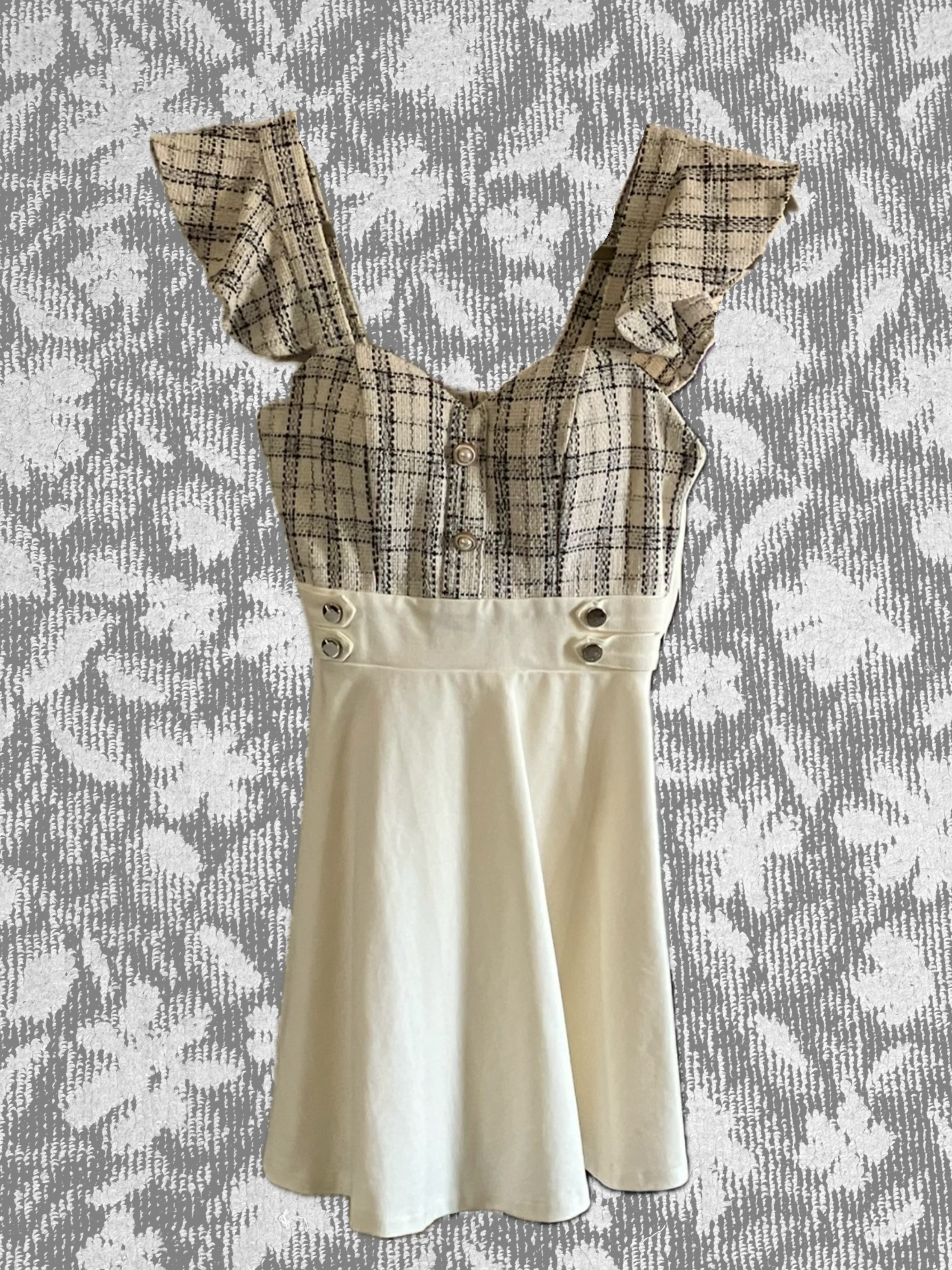 チェックツイードコンビワンピース