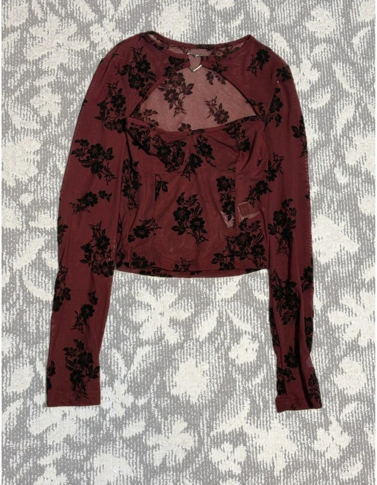 フラワーロングスリーブ（ボルドー）