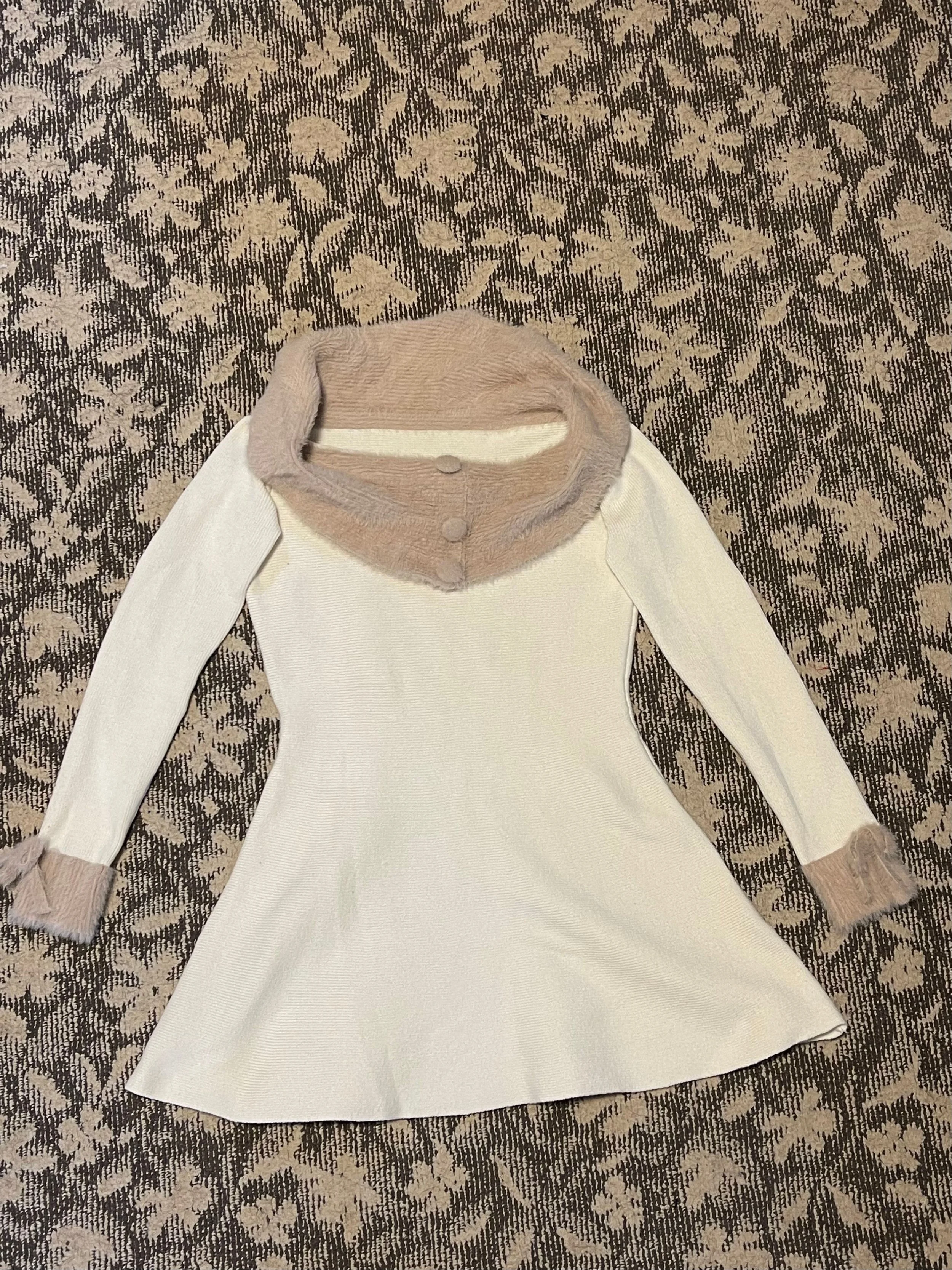 オフショルシャギーニットミニワンピース