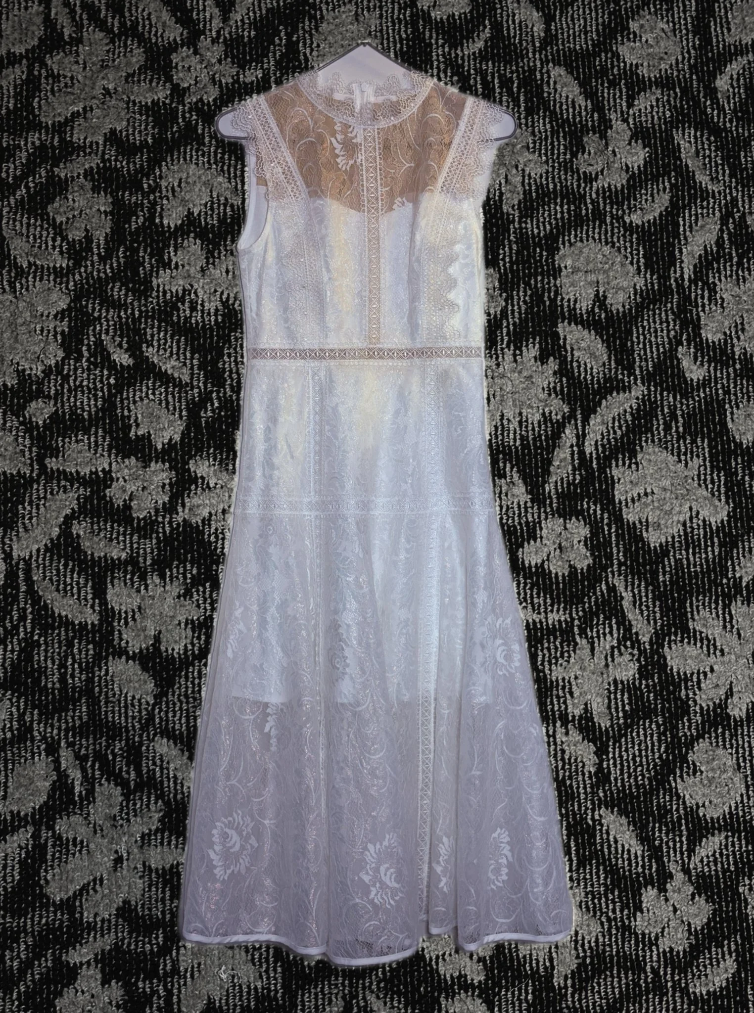 ミディアムドレスワンピース　オーロラレース