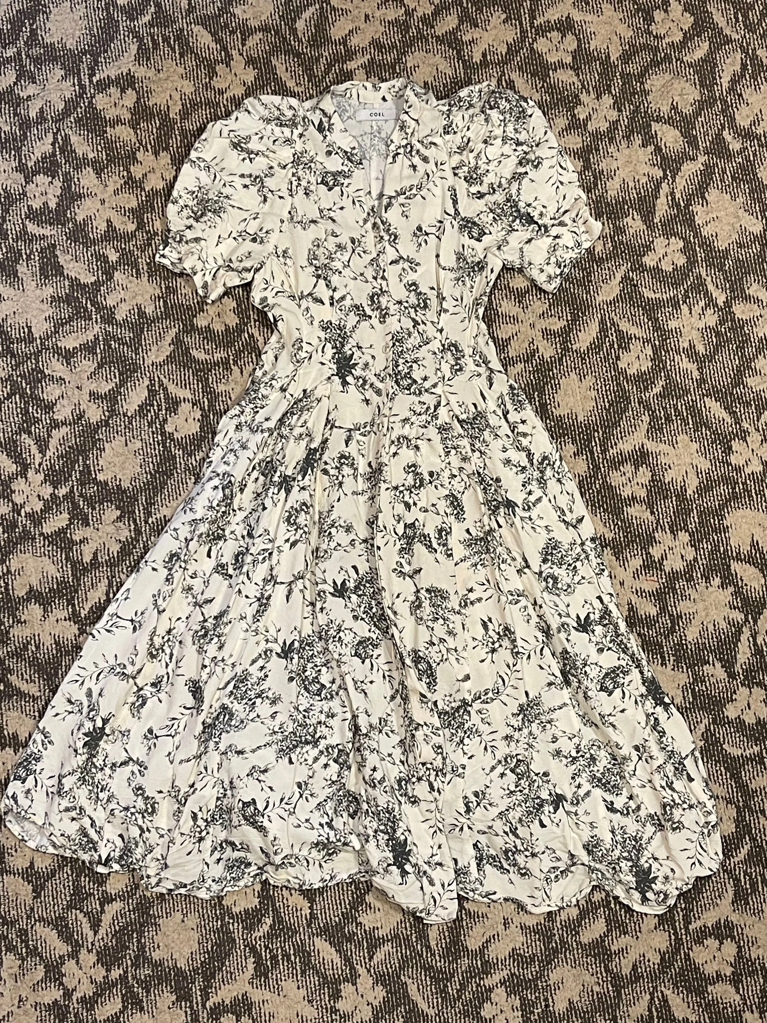 パワショルフィット＆プリントフレアワンピース