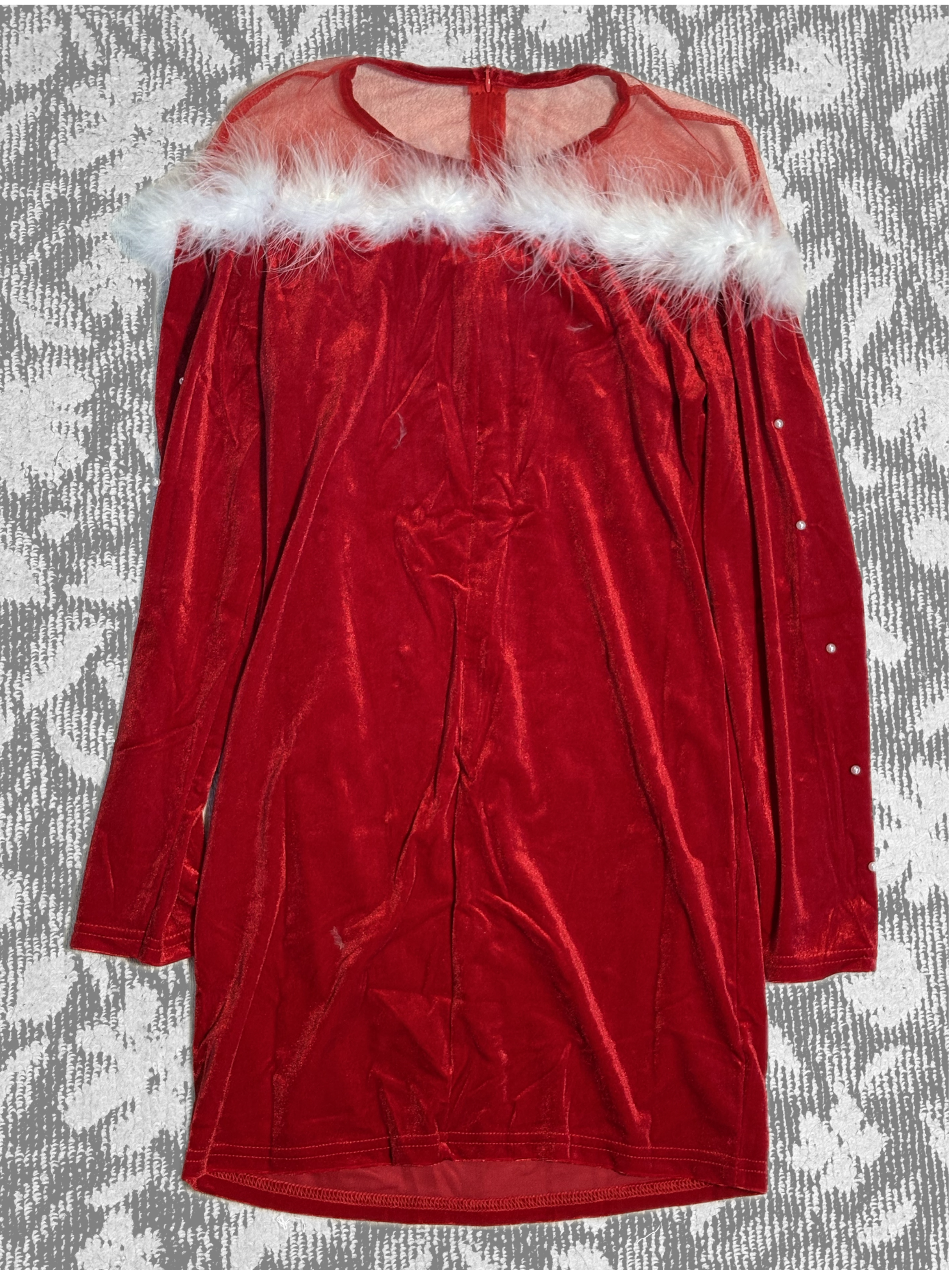 ベルベットシースルーファーワンピース