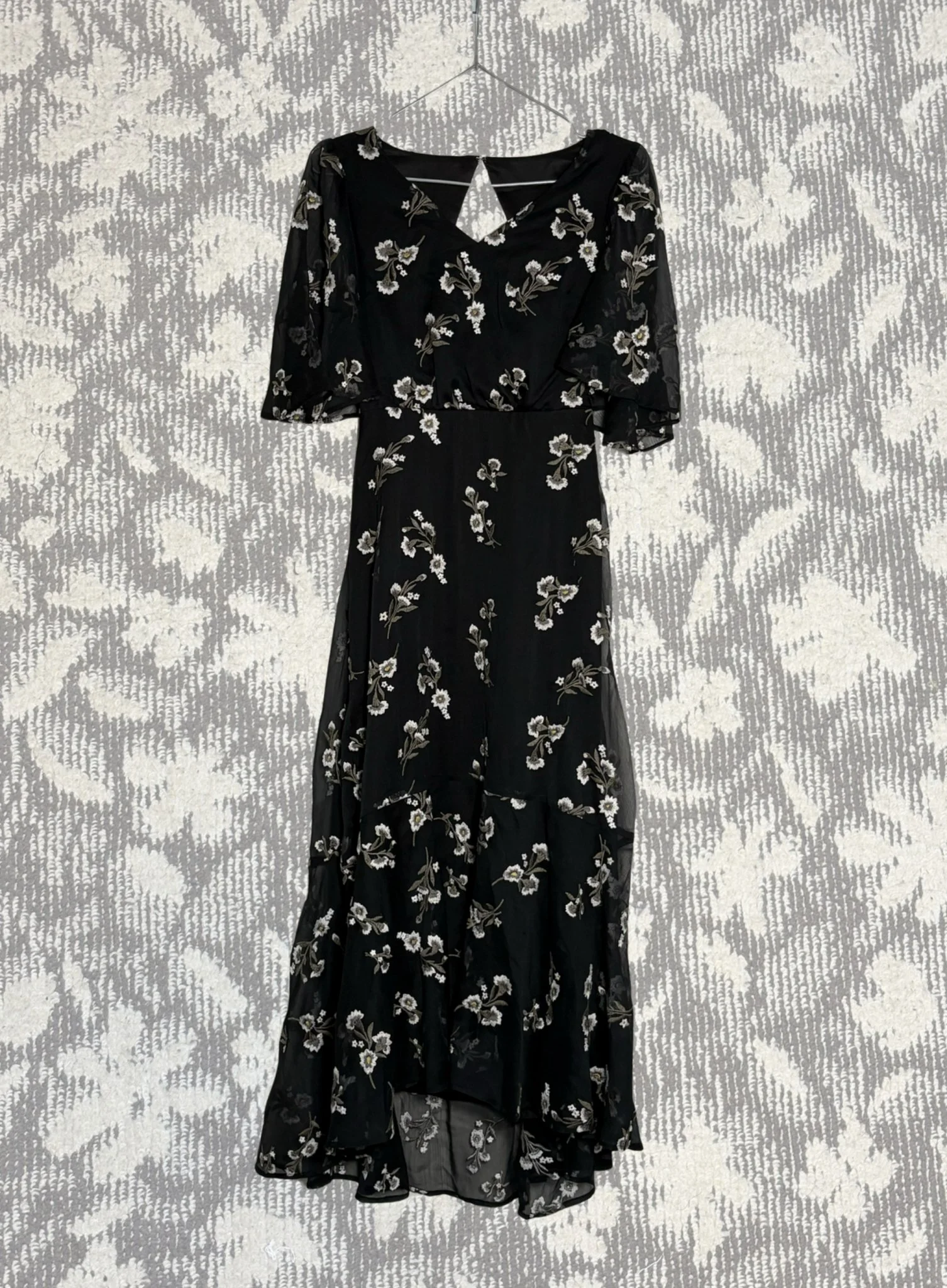 楊柳刺繍バックシャンロングワンピース