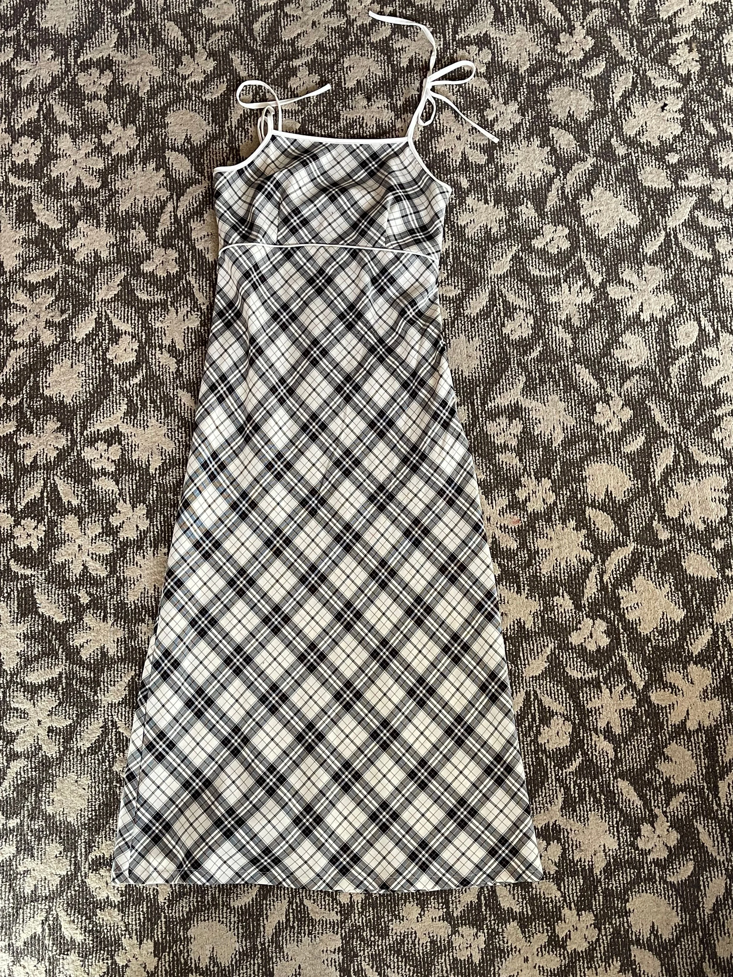 グレイル　リボンバイアスチェック柄マキシワンピース