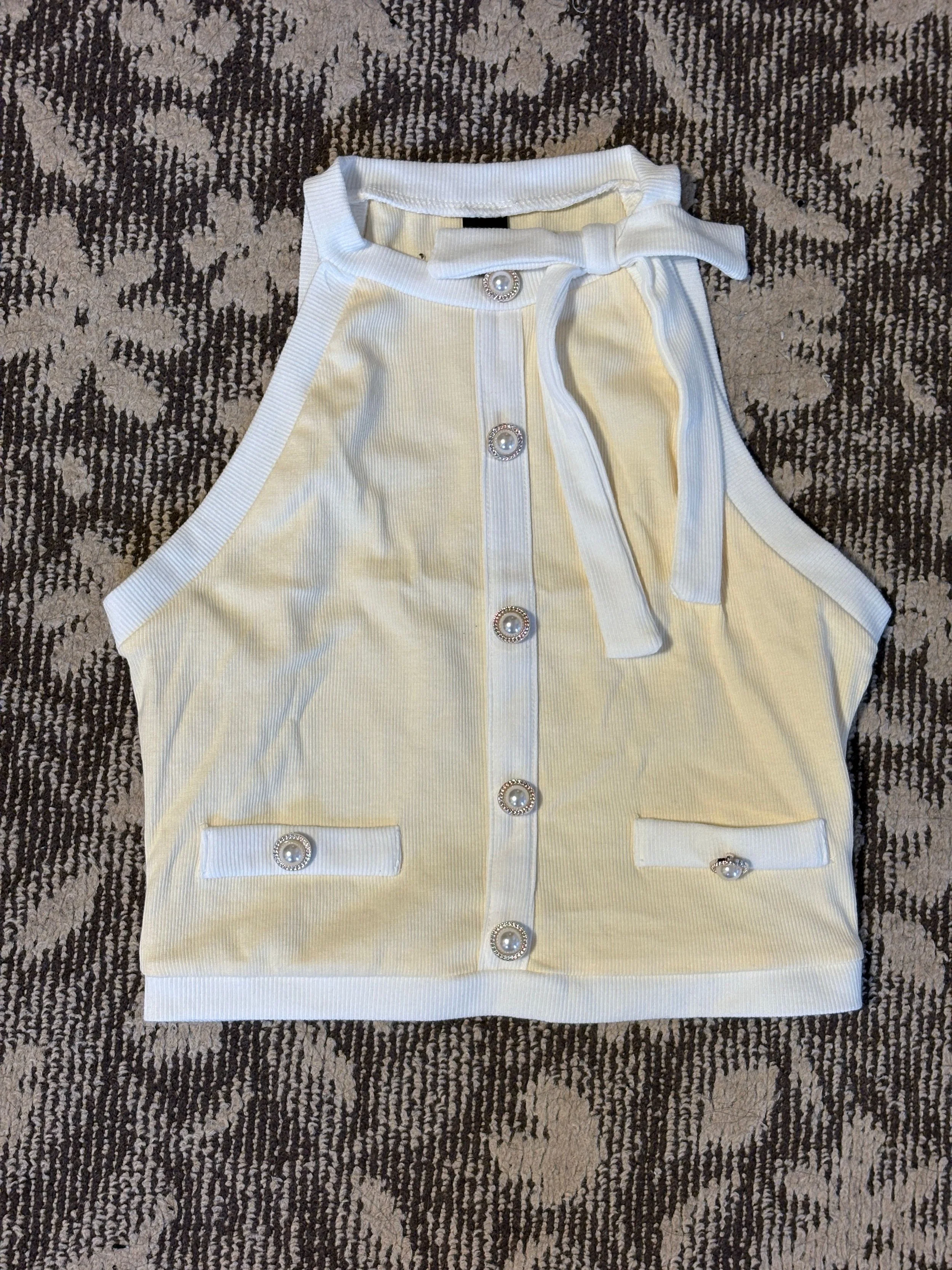 ニットホルタートップスイエロー