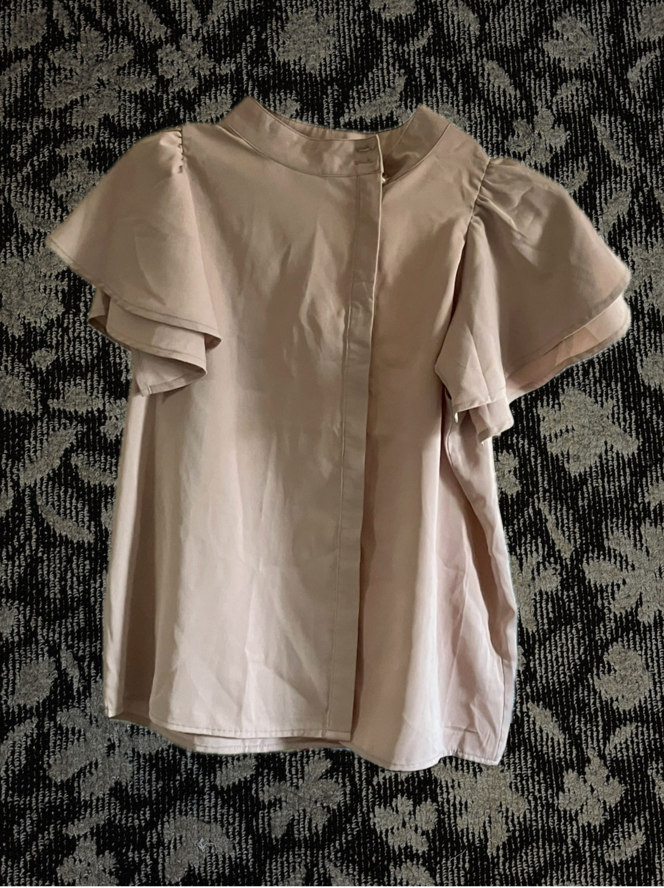 ダブルフリルスリーブハイネックブラウス