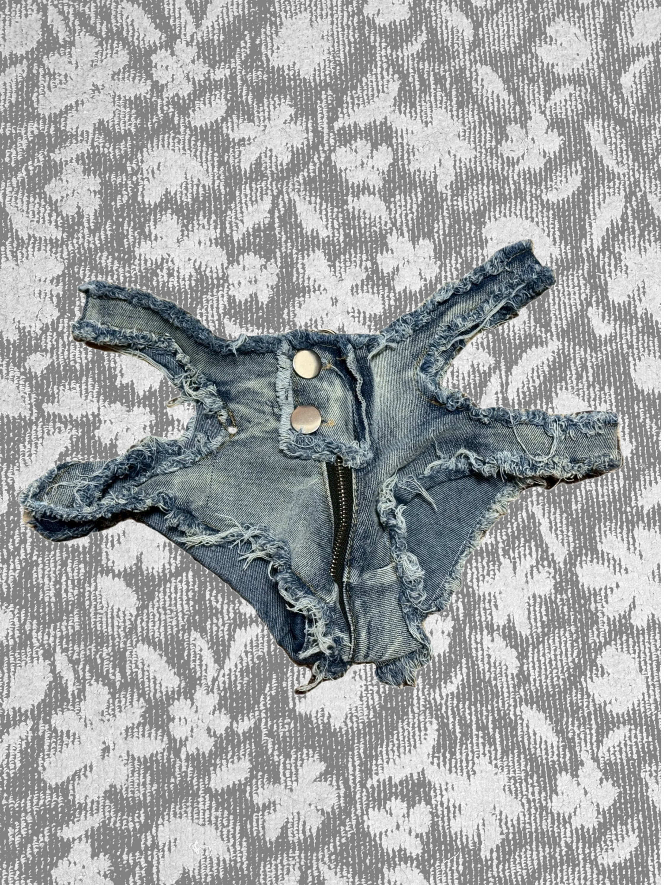 オープンクロッチショートデニムパンツ