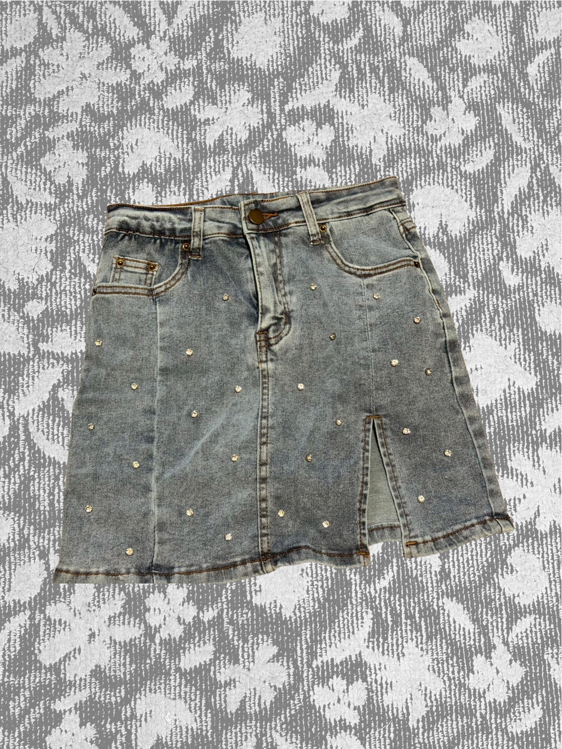 デニムラインストーンスカート