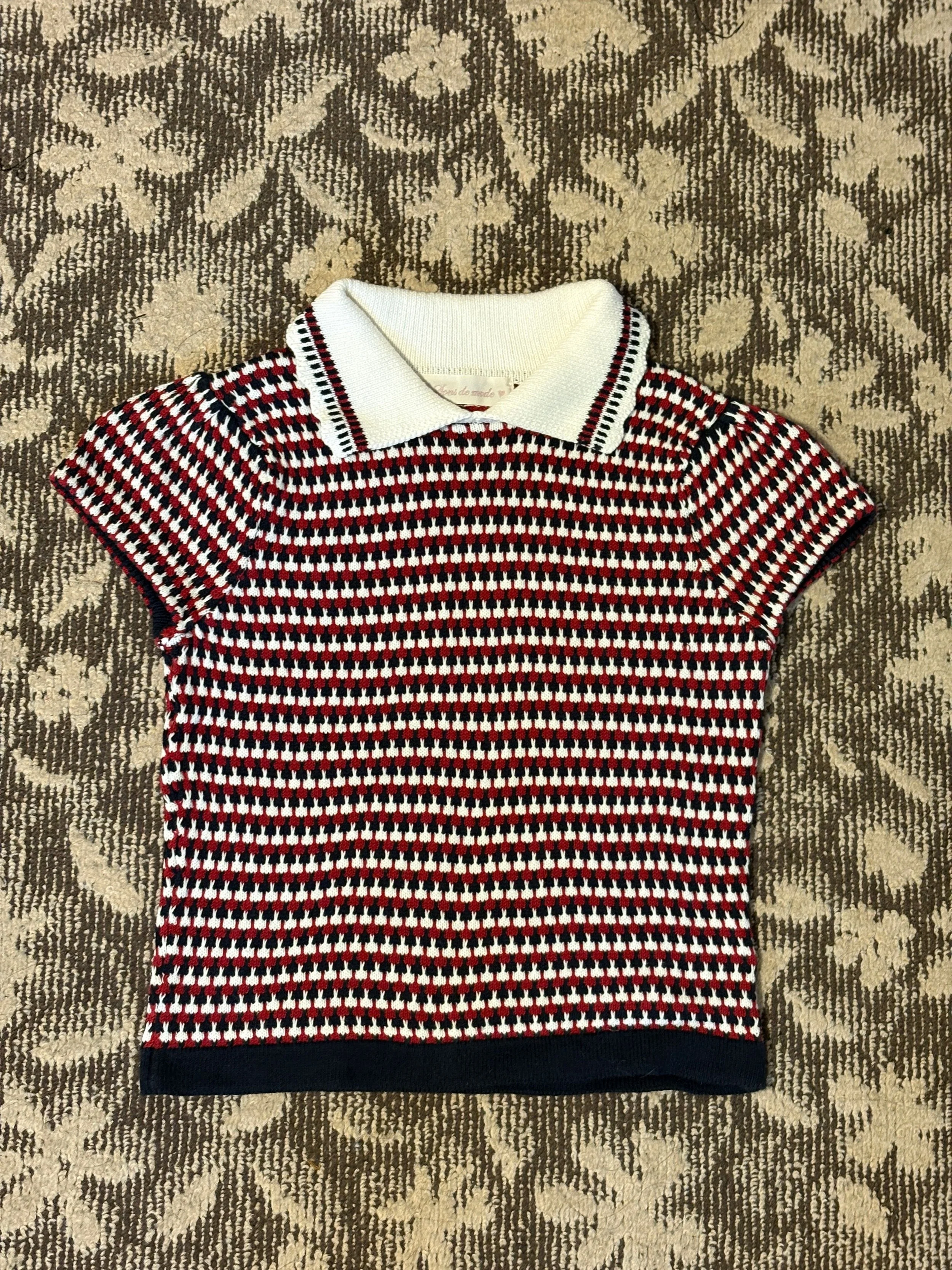 ニットボーダーセーター襟付き