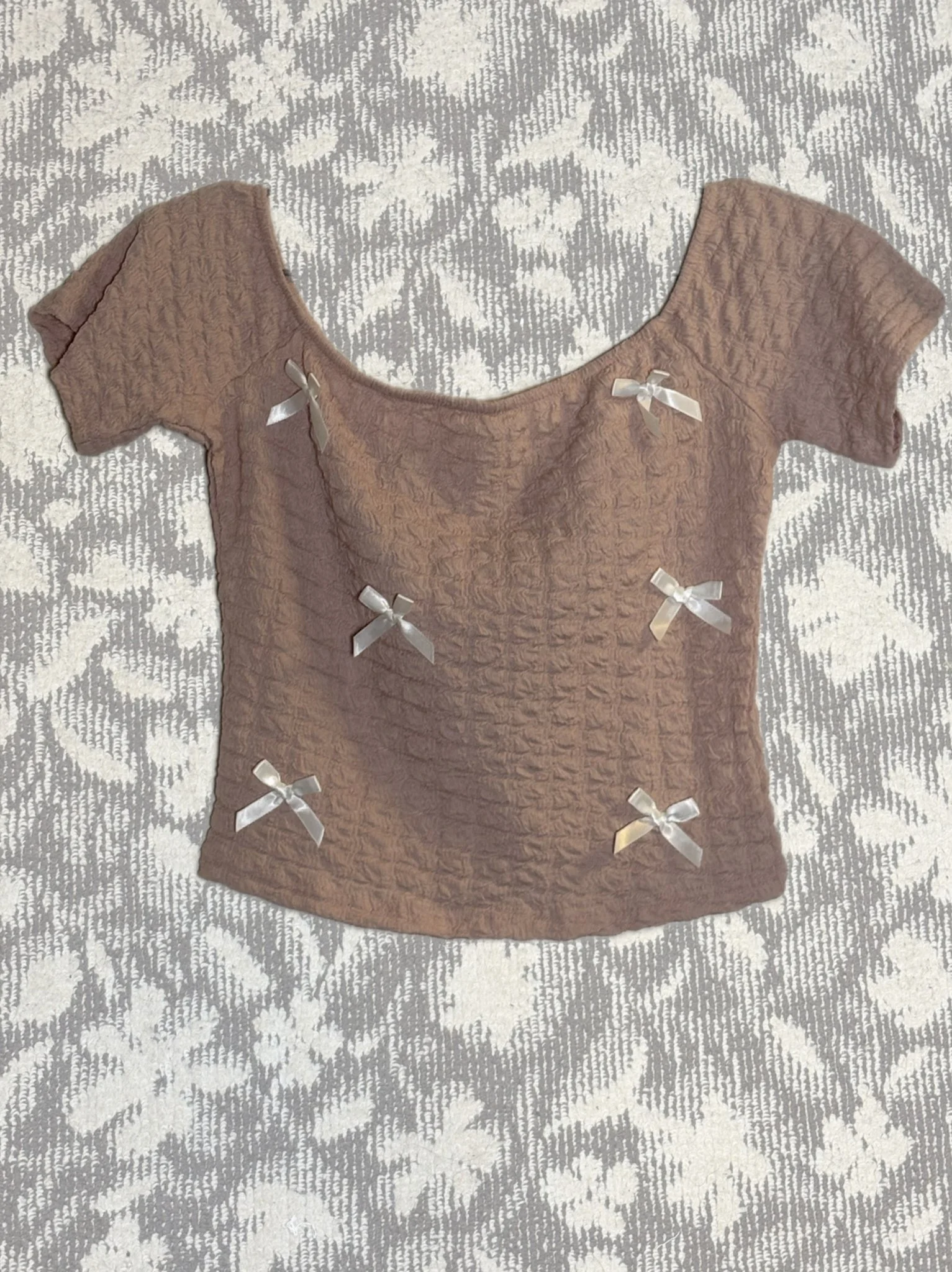 リボンワッフルトップス