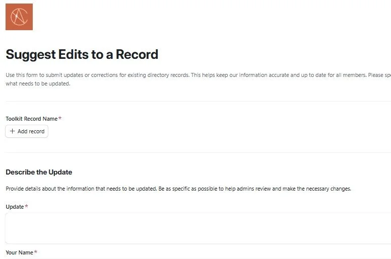 Screenshot of the place to make edits to a venue review in the toolkit