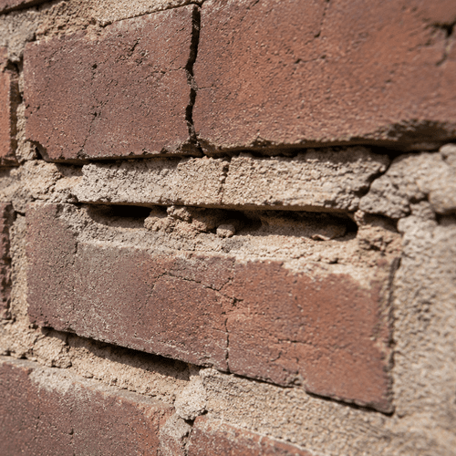 cracked crumbling brick mortar joints needing repair