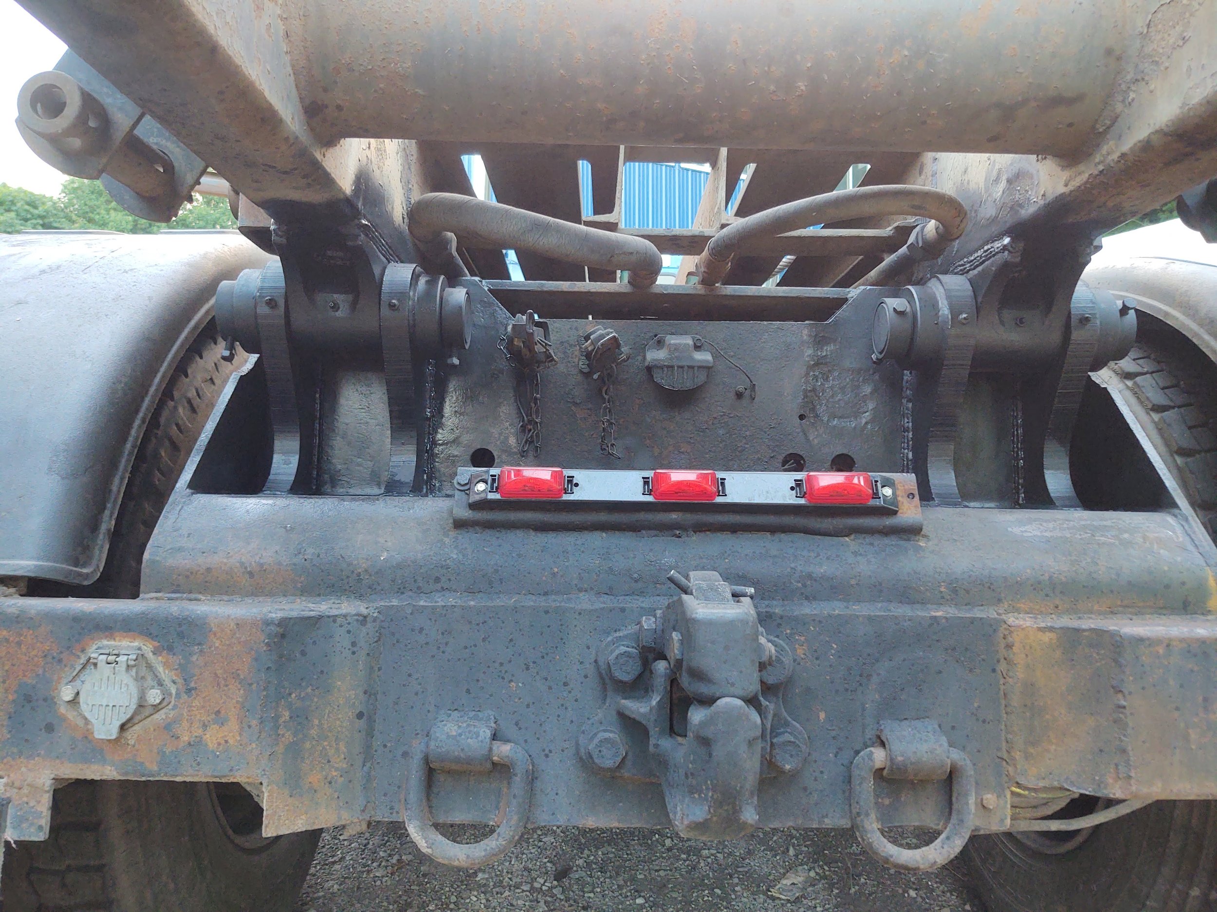 Rear frame and hitch area of a heavy-duty truck serviced by R.P.W. Contracting for truck and trailer repair in Jeannette, Pennsylvania.