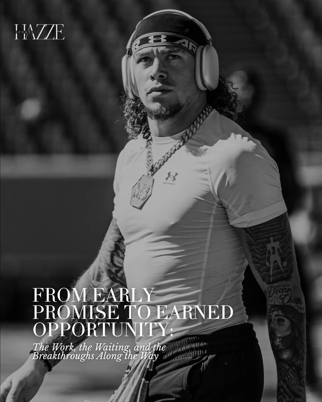 Stadium lights flicker on as crowds fill the stands before Mario Easterly takes the field. Under that glow, he comes alive with a similar intensity. He carries every version of himself that led to this moment, shaping the player he has become. There 