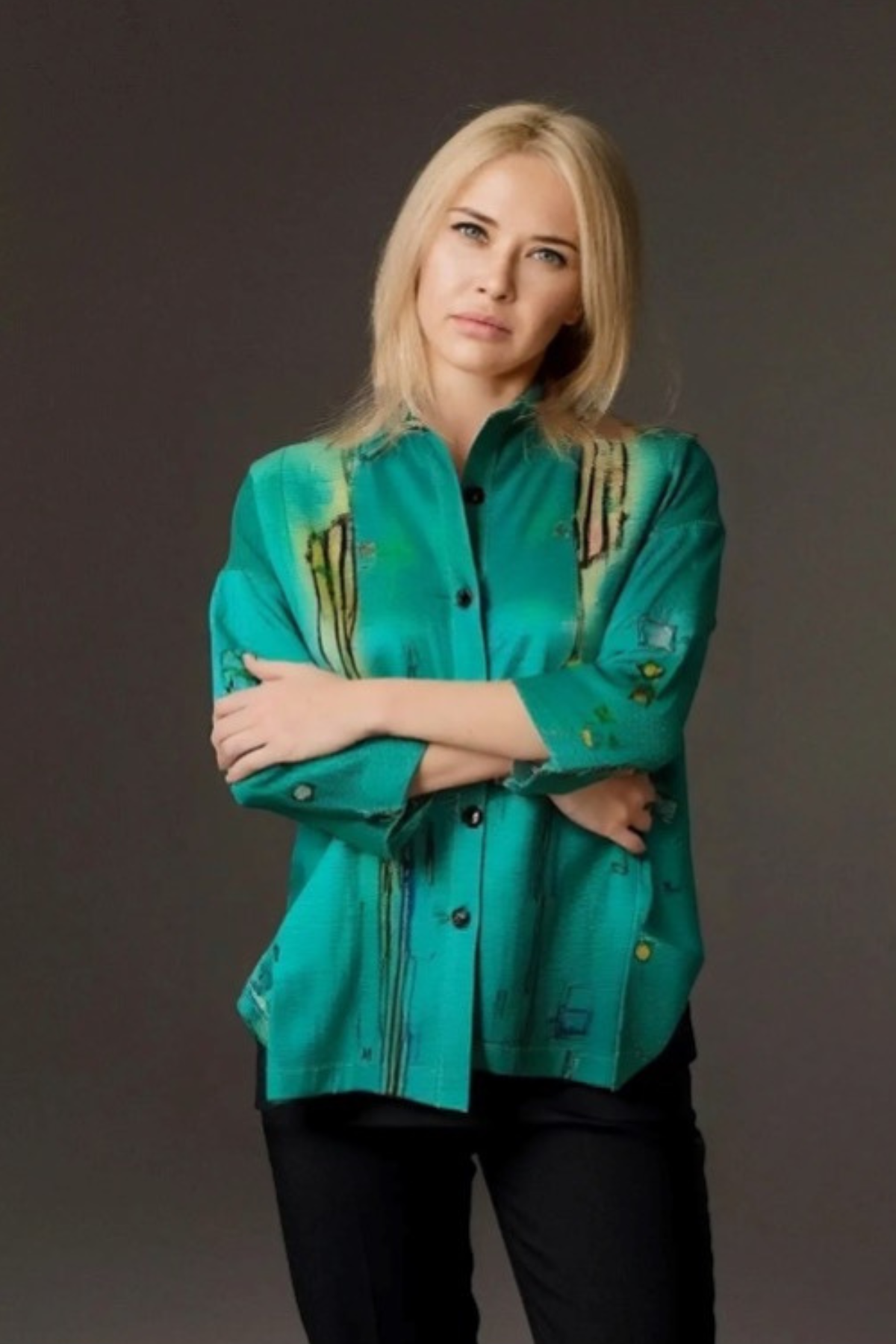 Alone or over a sweater of choice, this three-quarter sleeve shirt comfy shirt by 3 Potato is artistry at its whimsical best 