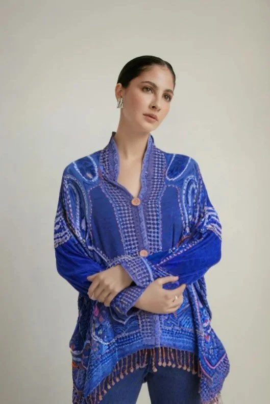 An unforgettable embroidered shacket in denim blue by All Jazzed Up