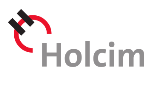 Holcim logo with a red circular arrow symbol.