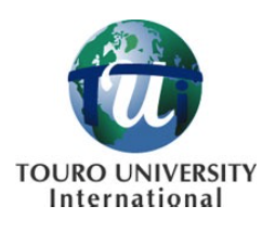Logo of Touro University International with a globe and the acronym 'TUI'.