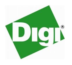 Digi logo with green and white geometric background