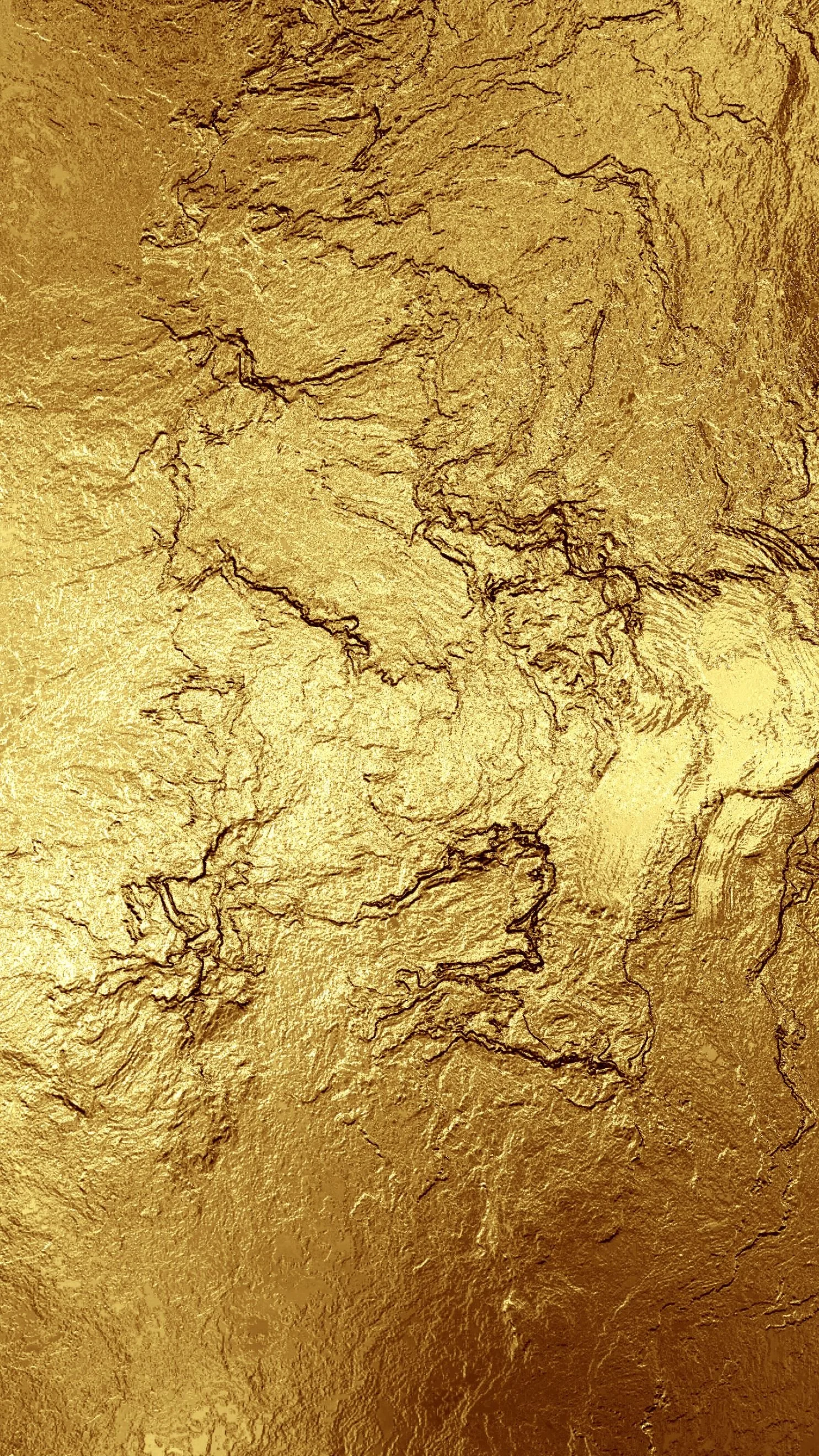 Texture dorée ressemblant à une surface de métal ou de pierre avec des fissures et des reliefs.