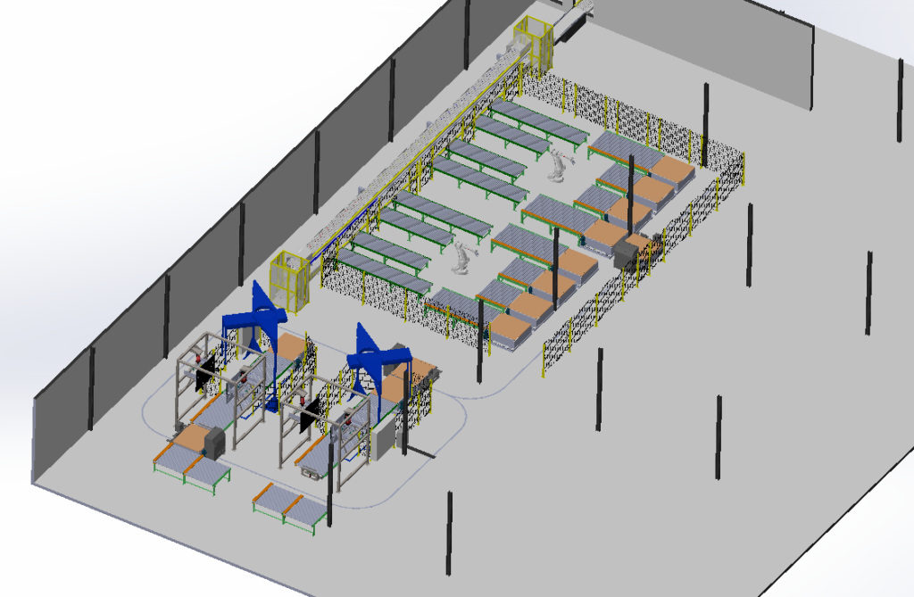 Conveyor System for Robotic Palletizing Cell at Paper Goods Manufacturer (Legacy 5.2)