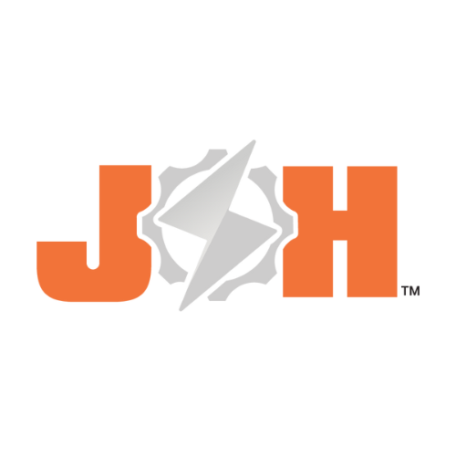 Logo of the Justice League, featuring a silver lightning bolt in the center and the word 'JLA' above it, on an orange background.