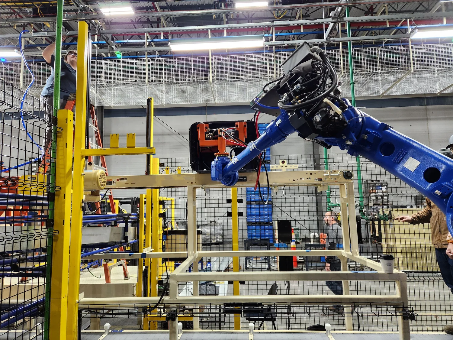 Automation system under assembly inside the J+H Automation Solutions manufacturing facility in Hackett, Arkansas