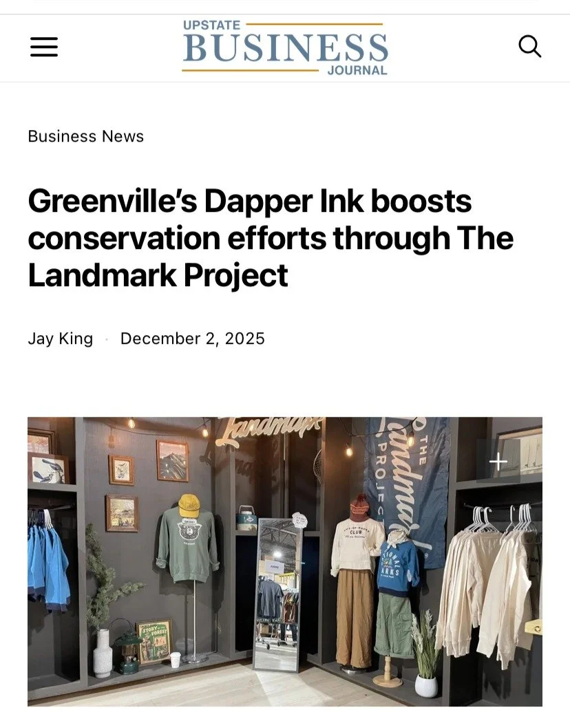 Our very own @matthewmoreau and Jen Moreau were interviewed for the @upstatebiz December article. So excited to share our origin story with you and the success of our brand @thelandmarkproject. So blessed to be able to give back and it's because of a