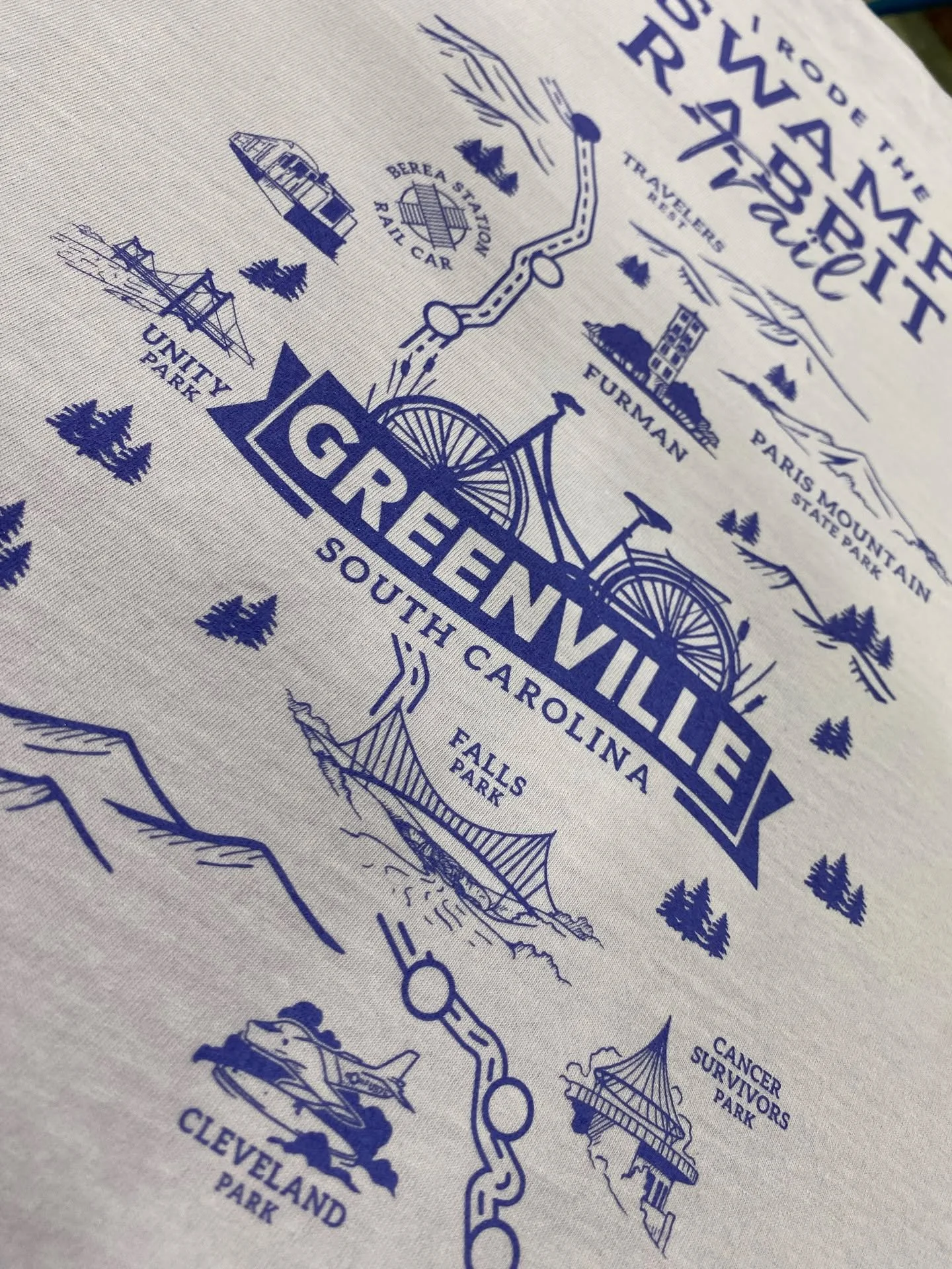 Hoping spring weather decides to stick around! Can't wait to get on the Swamp Rabbit Trail. 
We ❤️ printing for @reedyrides 
#tshirt #printlocal #yeahthatgreenvillesc #swamprabbittrail #merch #screenprinting #customtees