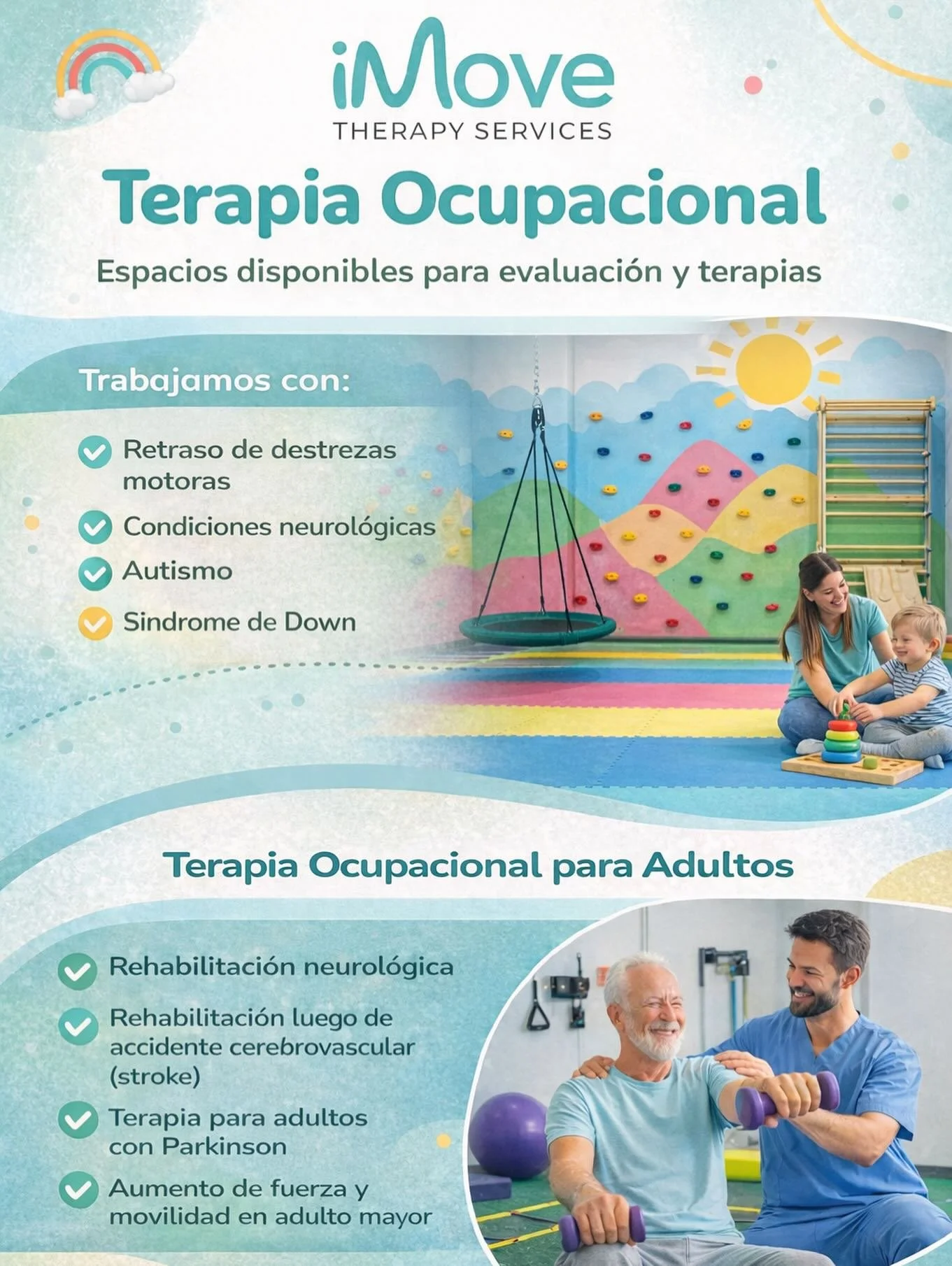 En iMove tenemos espacios disponibles para
✔️ Evaluaciones
✔️ Terapias

Trabajamos desde el movimiento, el juego y la evidencia cient&iacute;fica para apoyar el desarrollo funcional de cada paciente 🩵

📲 Para informaci&oacute;n o coordinar una cita