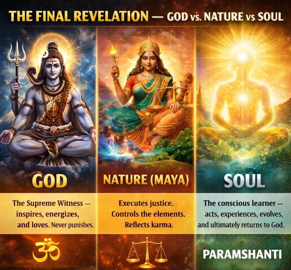 Does God Punish Evil Spirits? — The Hidden Justice of Karma, Time, and Nature according to Vedas, Gita, Puranas, and Bapuji’s Divine Wisdom